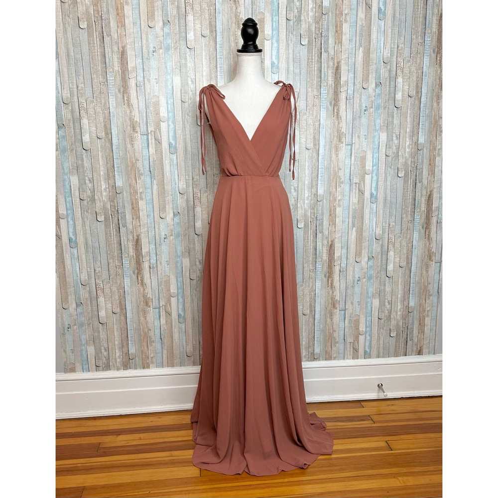 Lulus S Dusty Pink Flowy Maxi Dress Gown Deep V L… - image 2