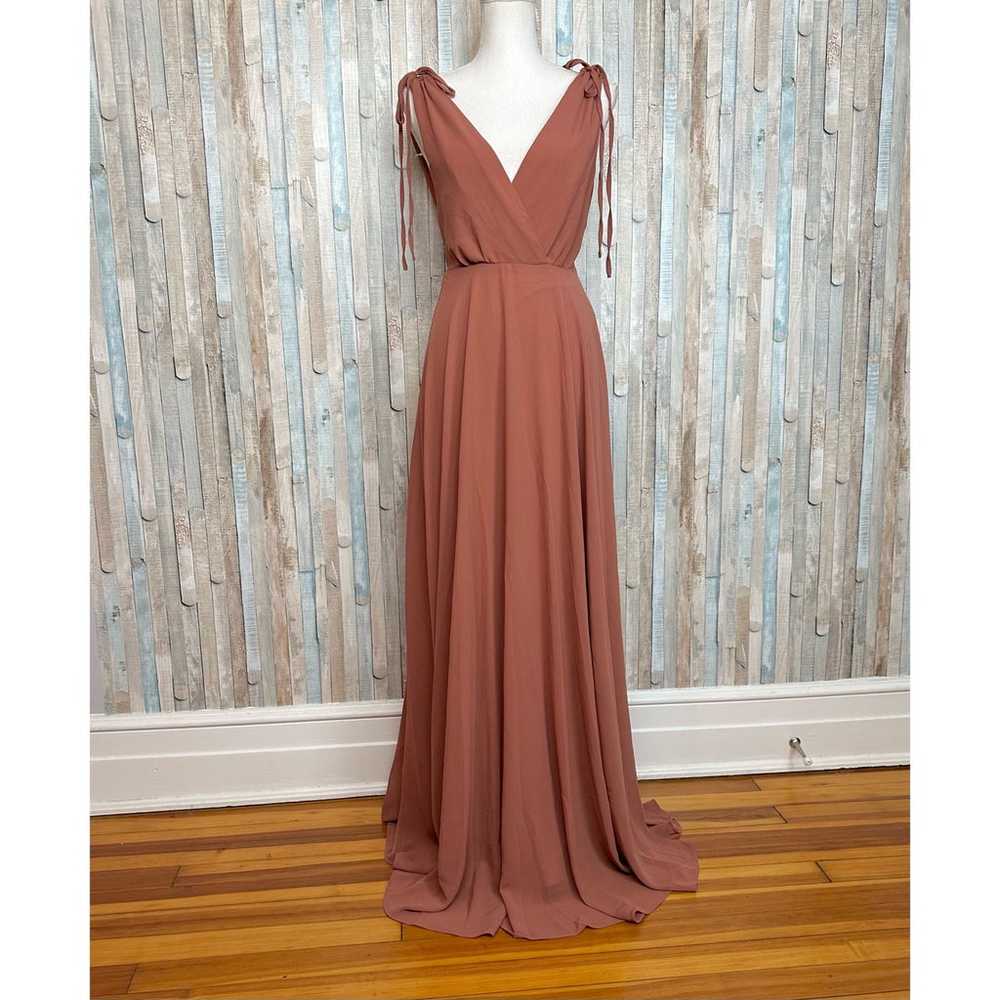 Lulus S Dusty Pink Flowy Maxi Dress Gown Deep V L… - image 3