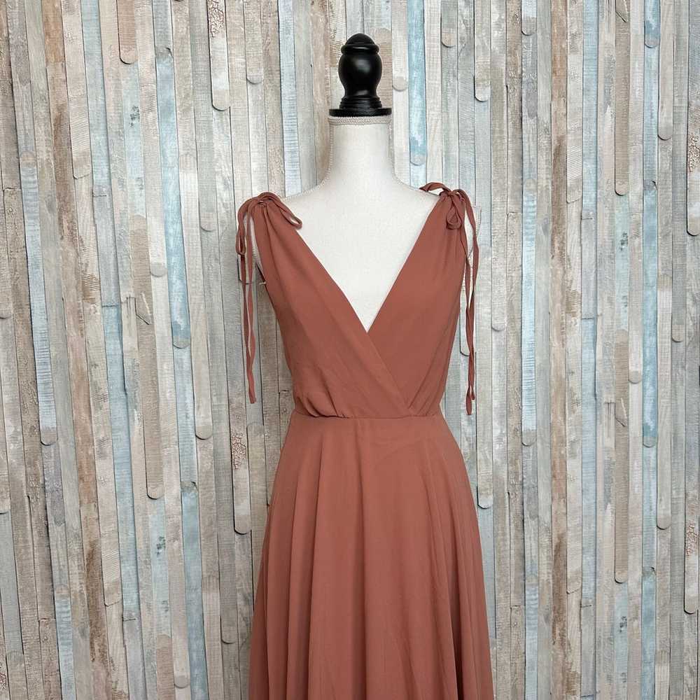 Lulus S Dusty Pink Flowy Maxi Dress Gown Deep V L… - image 4