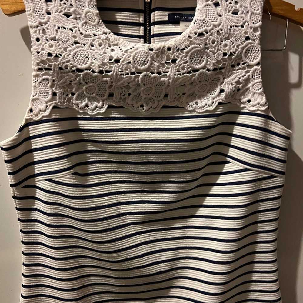 Tommy Hilfiger White Blue striped dress Lace Wome… - image 5