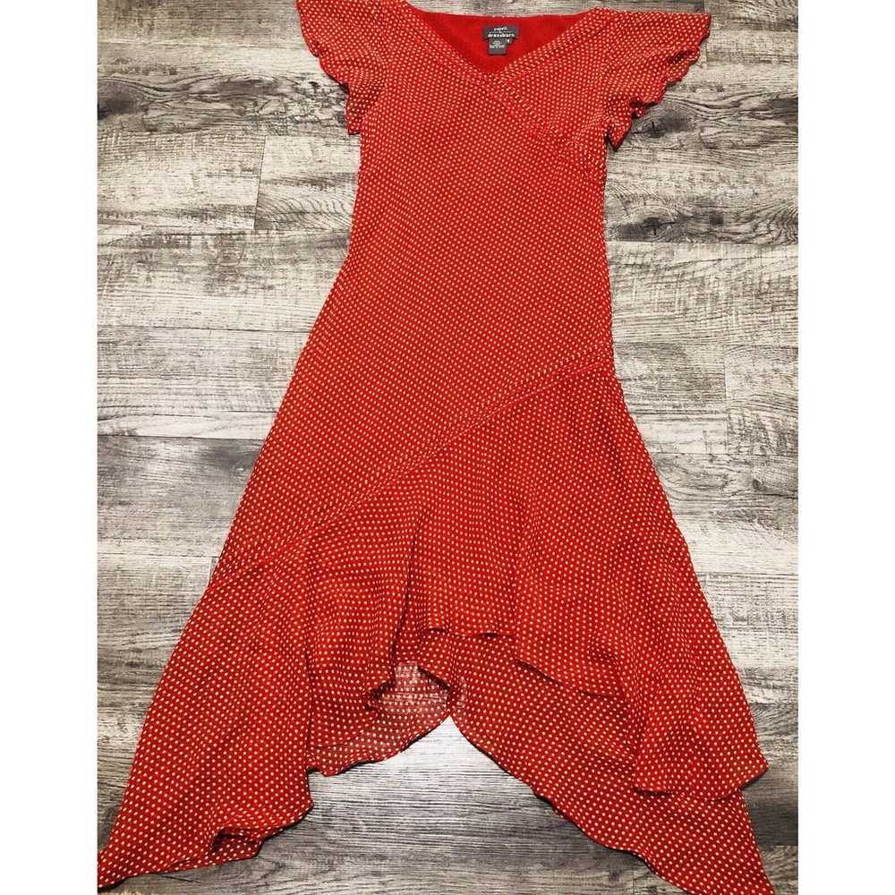 Adrianna Papell Silk Red Dress Sz 6 Chest 34” Pol… - image 1