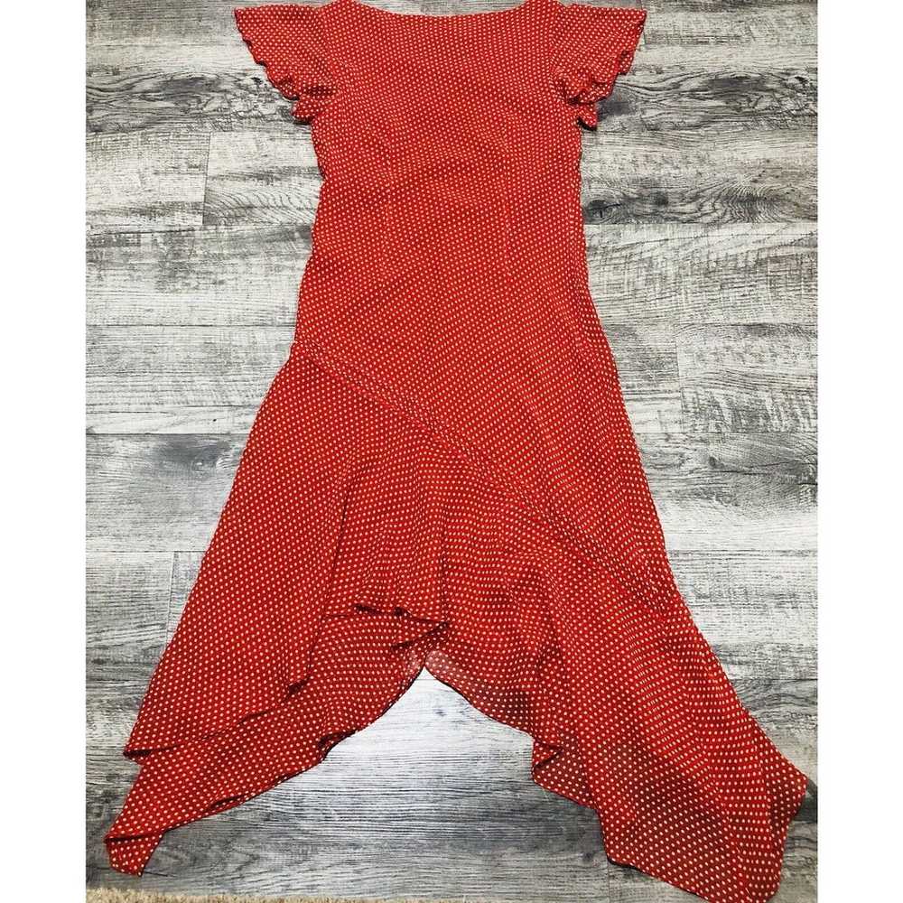 Adrianna Papell Silk Red Dress Sz 6 Chest 34” Pol… - image 2