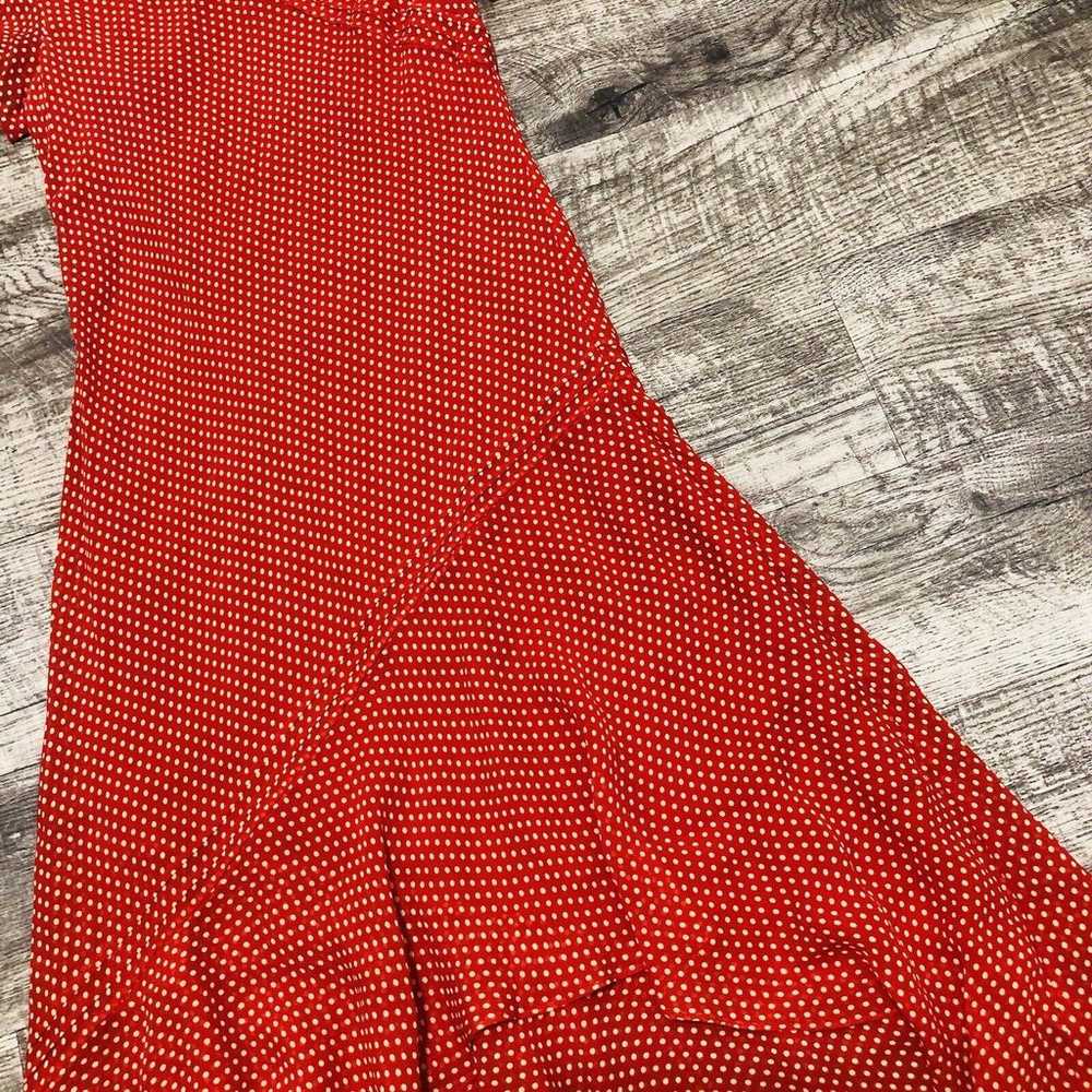 Adrianna Papell Silk Red Dress Sz 6 Chest 34” Pol… - image 3