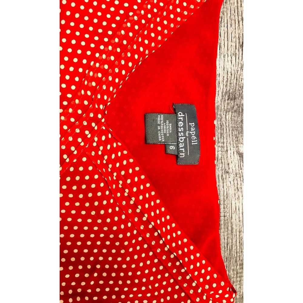 Adrianna Papell Silk Red Dress Sz 6 Chest 34” Pol… - image 4
