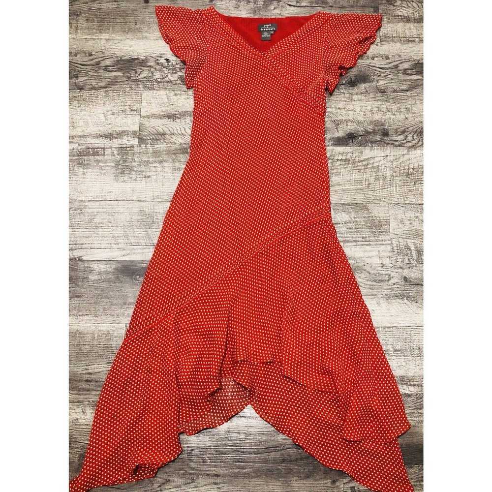 Adrianna Papell Silk Red Dress Sz 6 Chest 34” Pol… - image 6