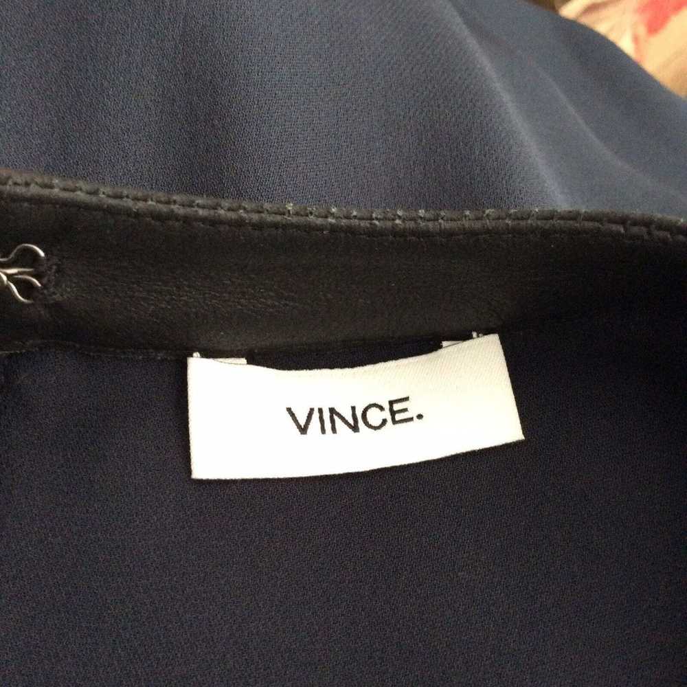 Vince Mini Dress Pleated Leather Trim Colorblock - image 12
