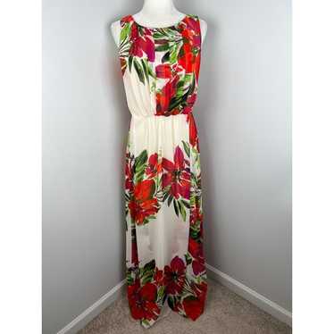 Eliza J Floral Blouson Sheer Maxi Dress Size 8 - image 1