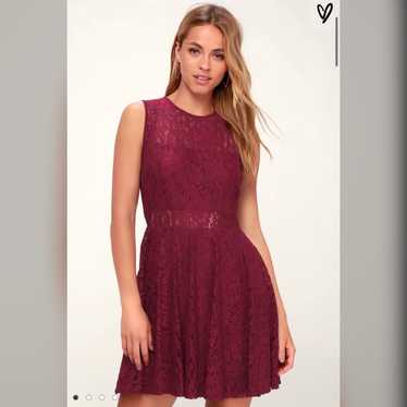 Lulus wine red lace skater dress