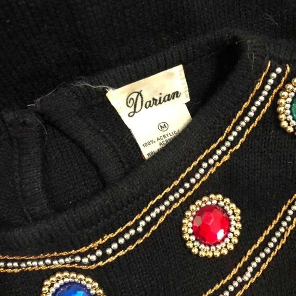 Darian | Vintage 80's Black Jeweled Long Sleeved … - image 6