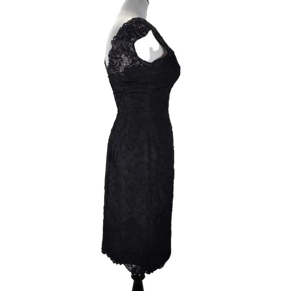 50s Wiggle Cocktail Dress Boat Neck Cap Sleeve - image 4