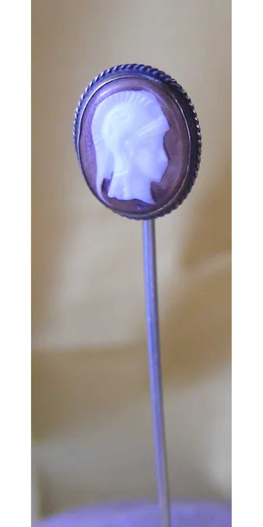 Edwardian Ascot - Stick Pin Glass Cameo Roman Sol… - image 2