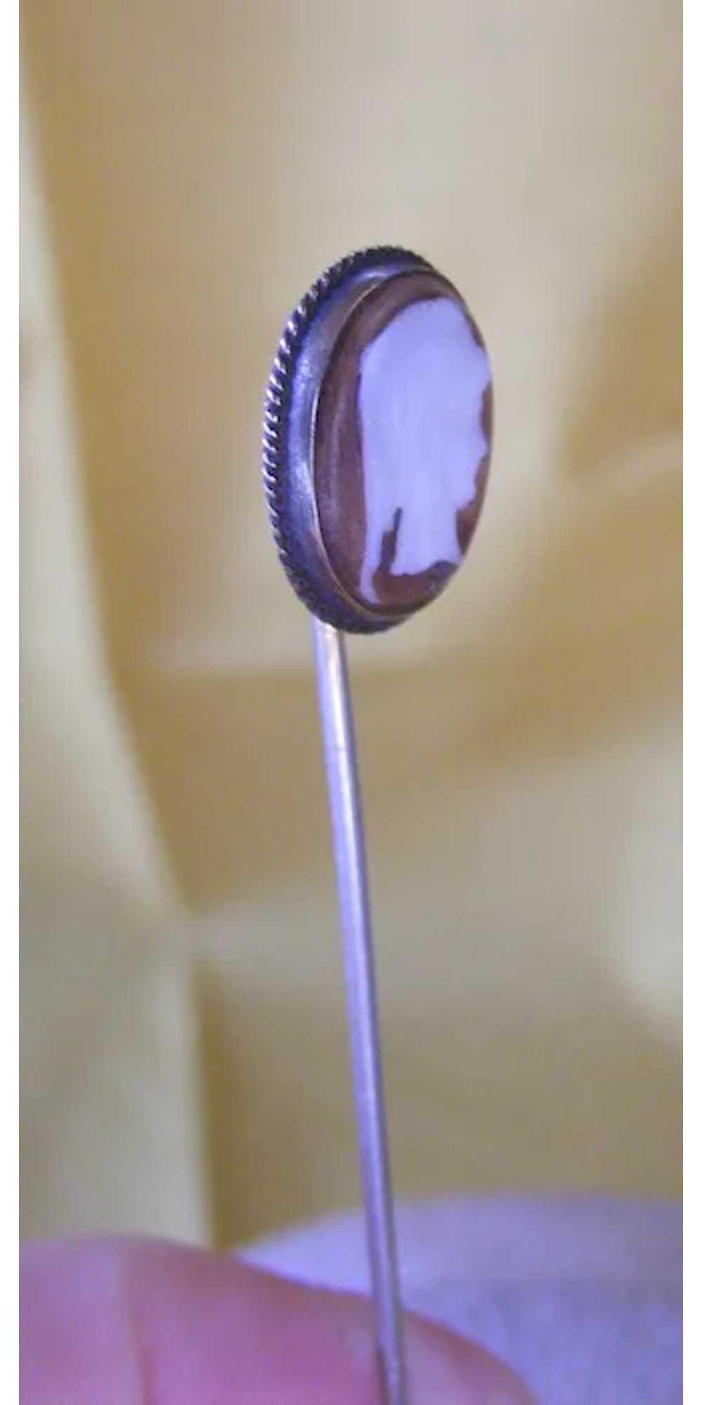 Edwardian Ascot - Stick Pin Glass Cameo Roman Sol… - image 3