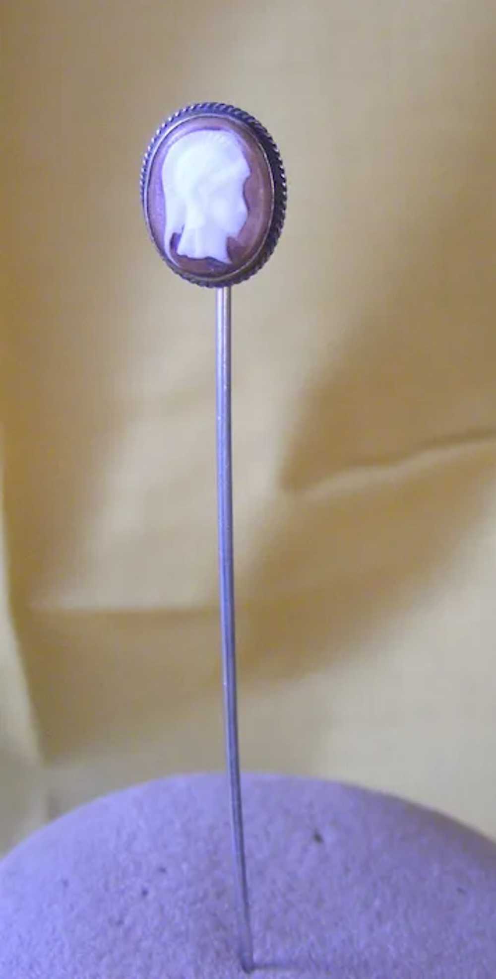 Edwardian Ascot - Stick Pin Glass Cameo Roman Sol… - image 5