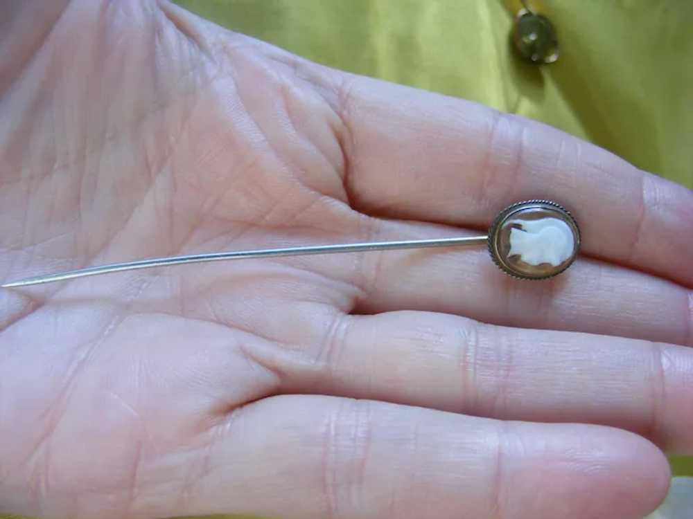 Edwardian Ascot - Stick Pin Glass Cameo Roman Sol… - image 6