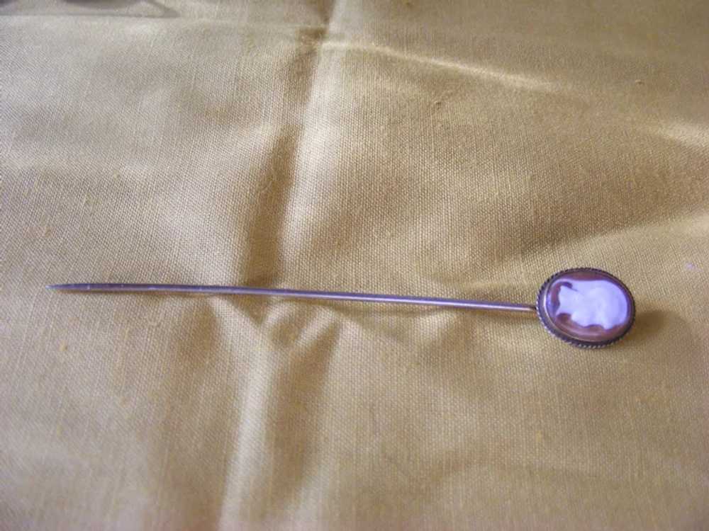 Edwardian Ascot - Stick Pin Glass Cameo Roman Sol… - image 8