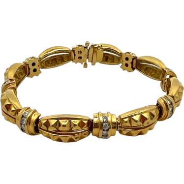 18K Yellow Gold Diamond Bracelet - image 1