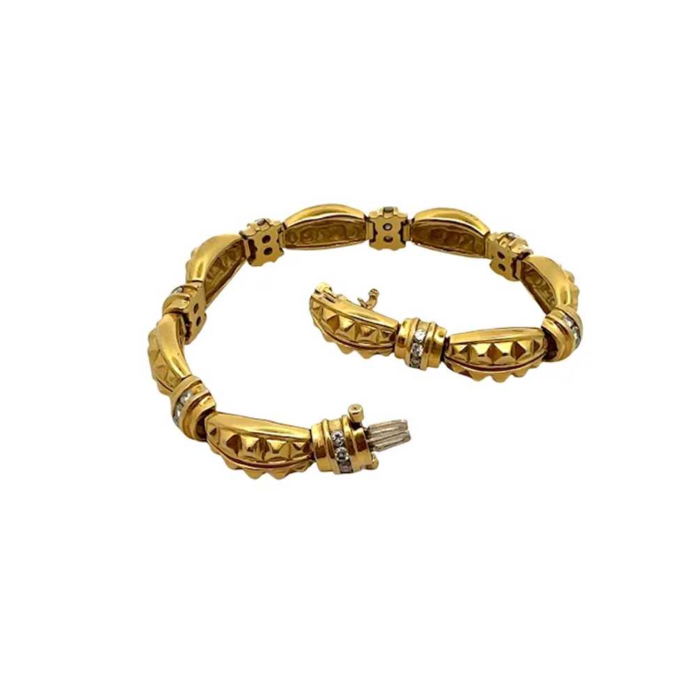 18K Yellow Gold Diamond Bracelet - image 2