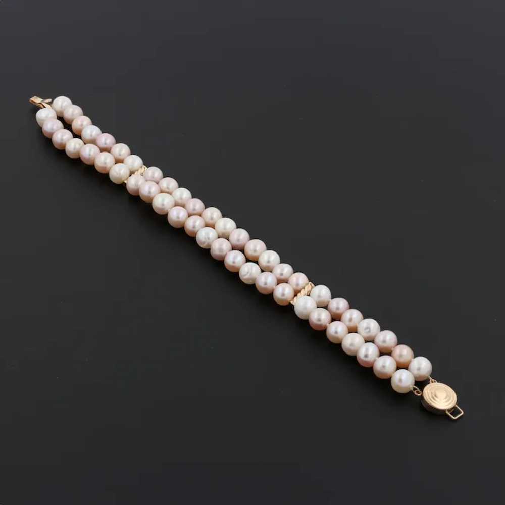 Vintage Two-Strand Freshwater Pearl Bracelet 14K … - image 6