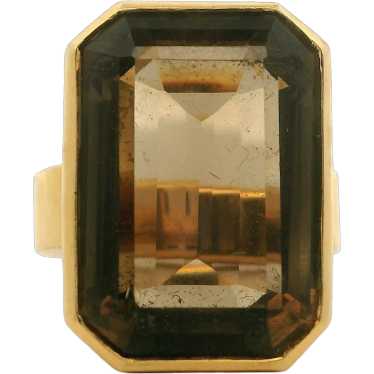 18K Yellow Gold Smokey Topaz Ring