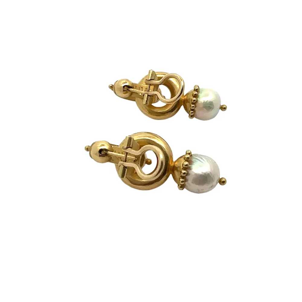 Elizabeth Locke 18K Yellow Gold Pearl Drop Earring - image 3