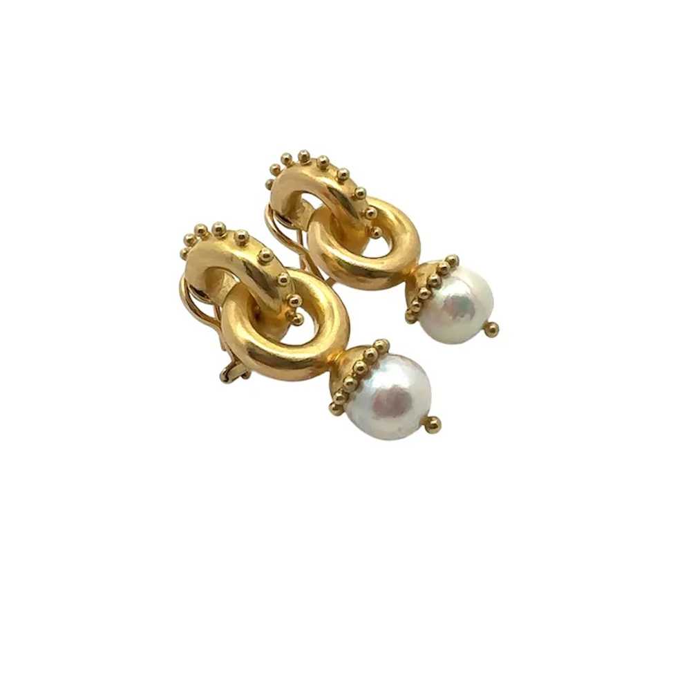 Elizabeth Locke 18K Yellow Gold Pearl Drop Earring - image 4