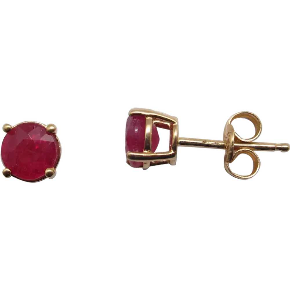 "Ruby Red" Ruby Studs set in 14k Yellow Gold - image 1