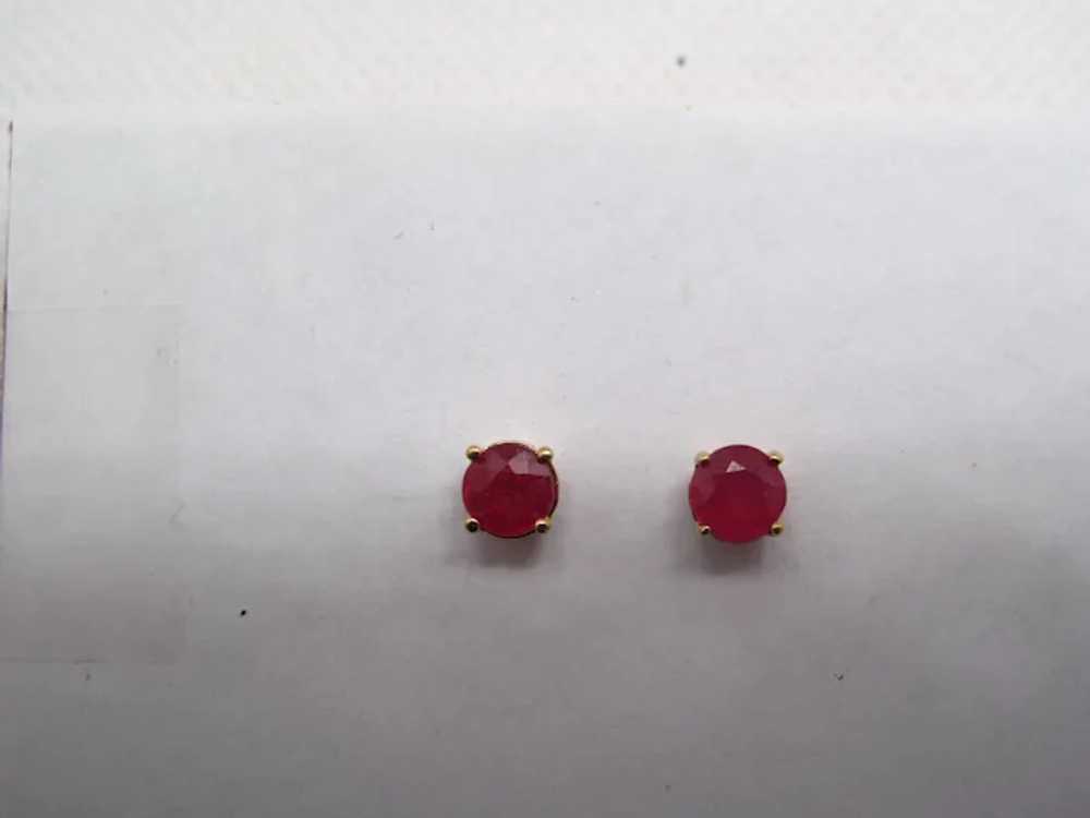 "Ruby Red" Ruby Studs set in 14k Yellow Gold - image 2