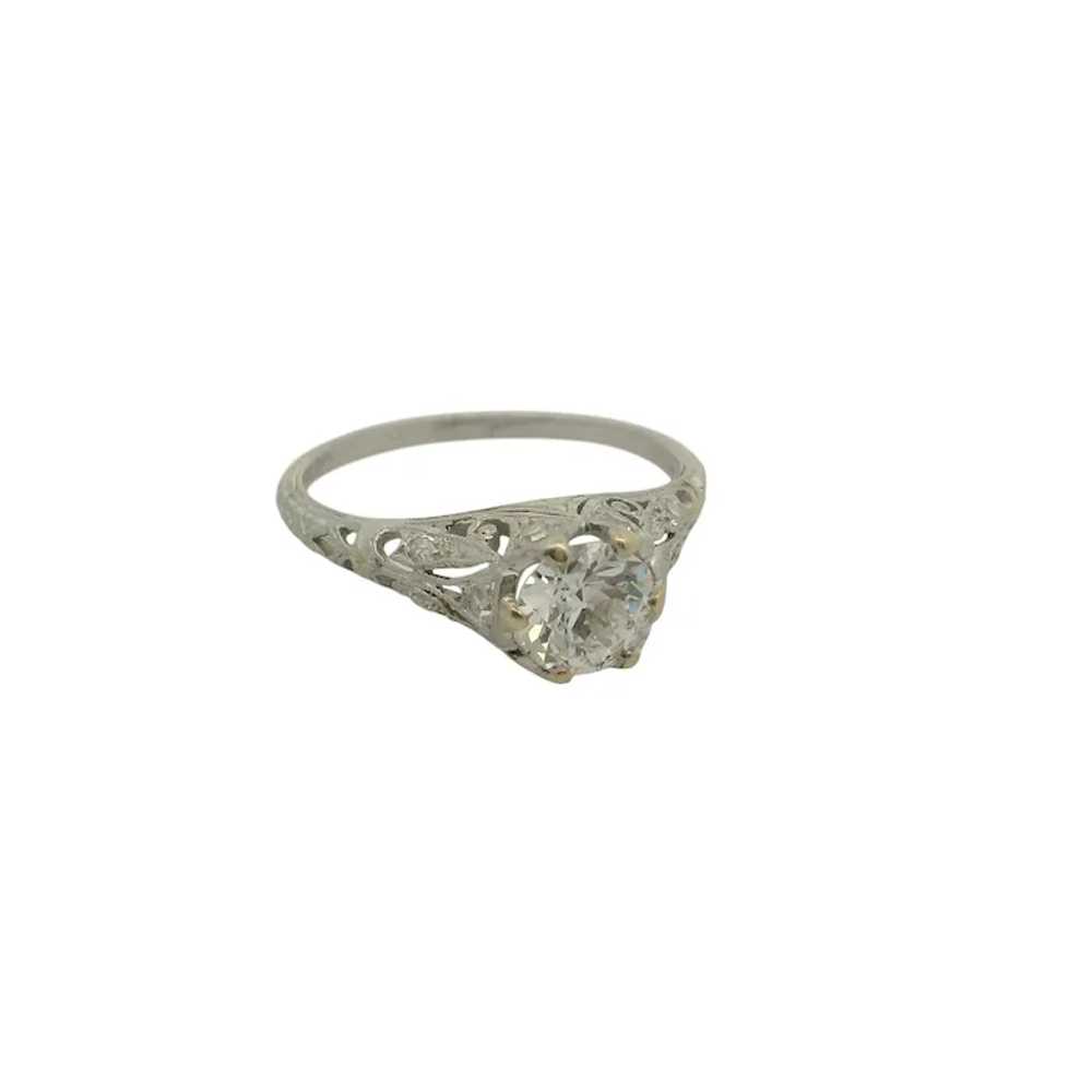 Art Deco Platinum Diamond Engagement Ring - image 5