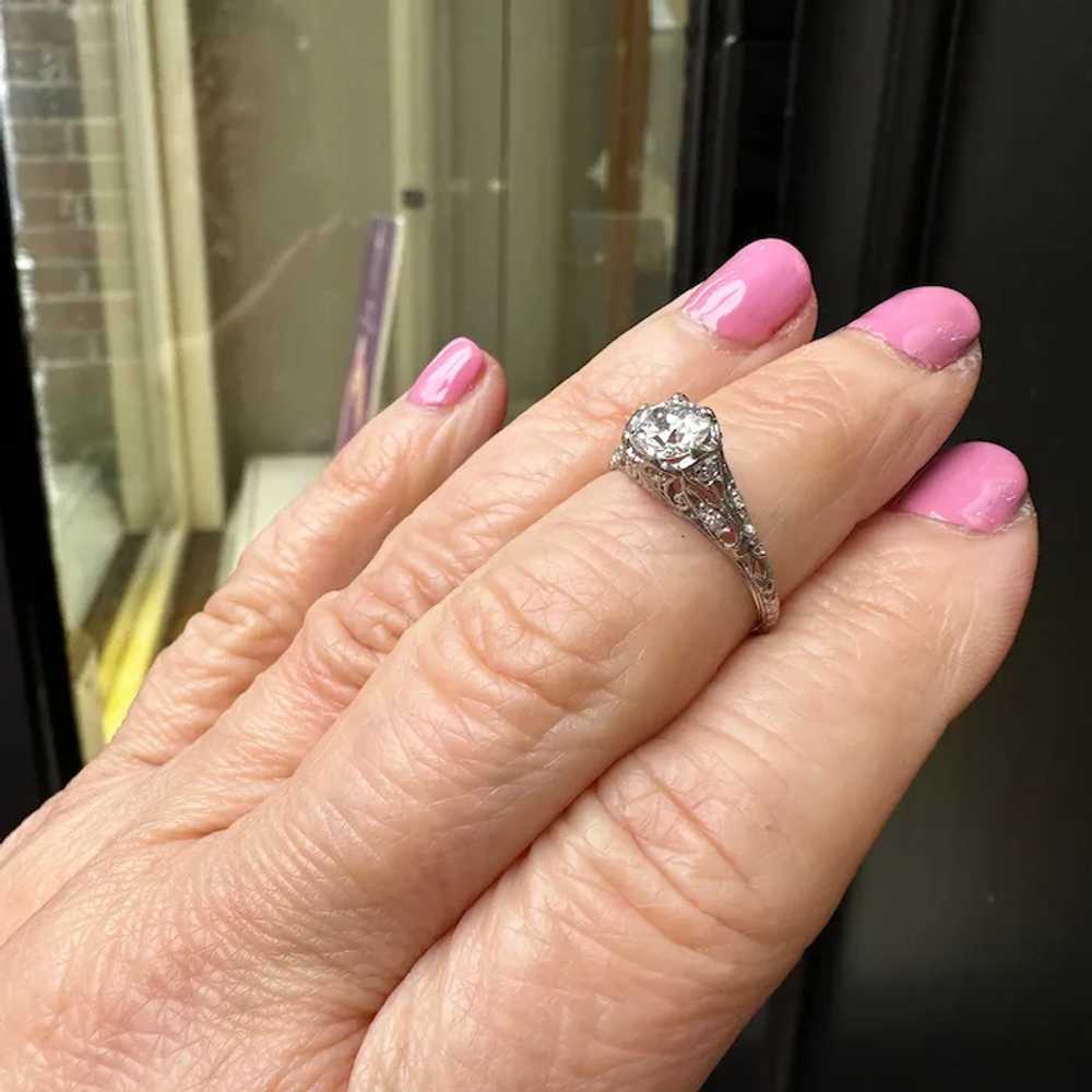 Art Deco Platinum Diamond Engagement Ring - image 6