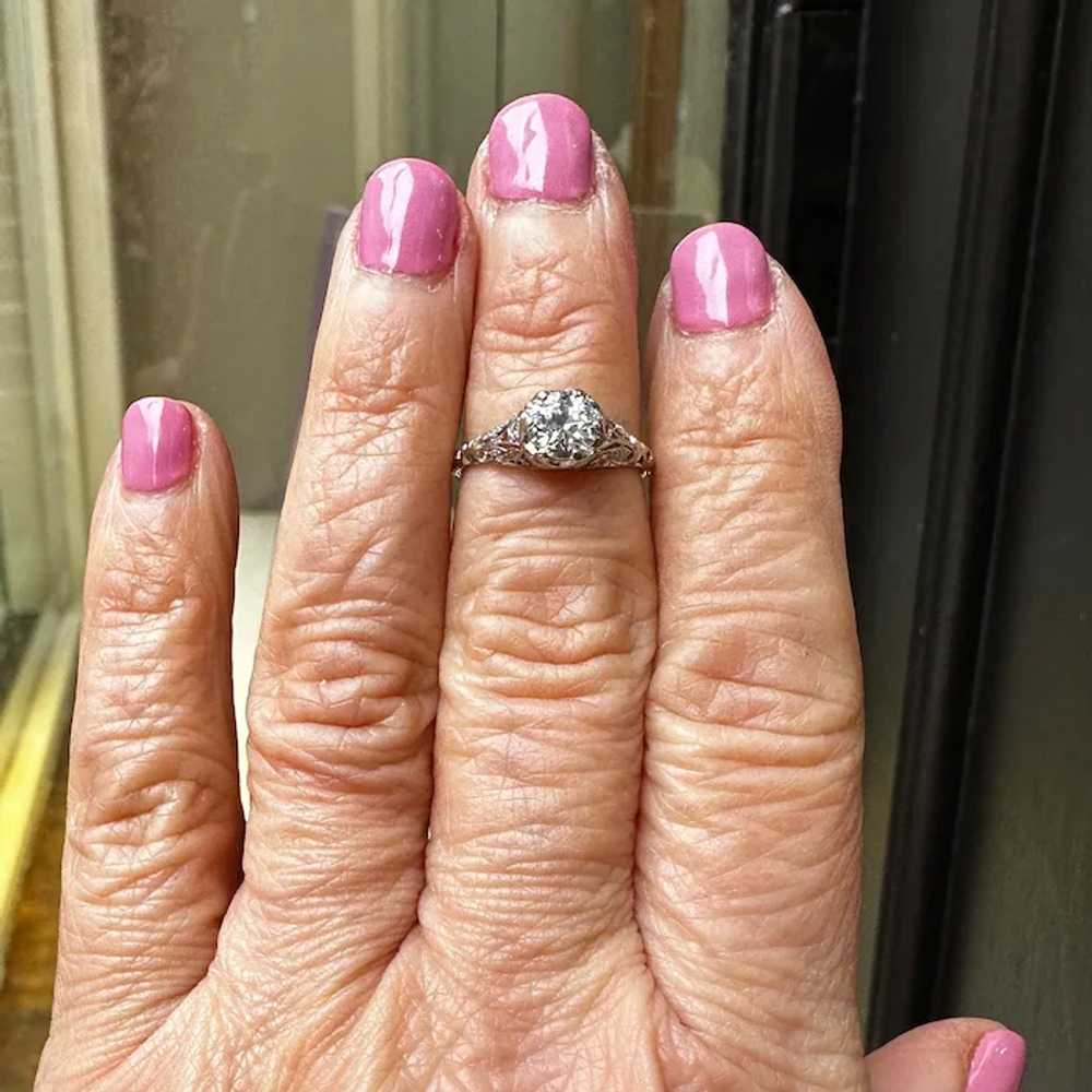 Art Deco Platinum Diamond Engagement Ring - image 7