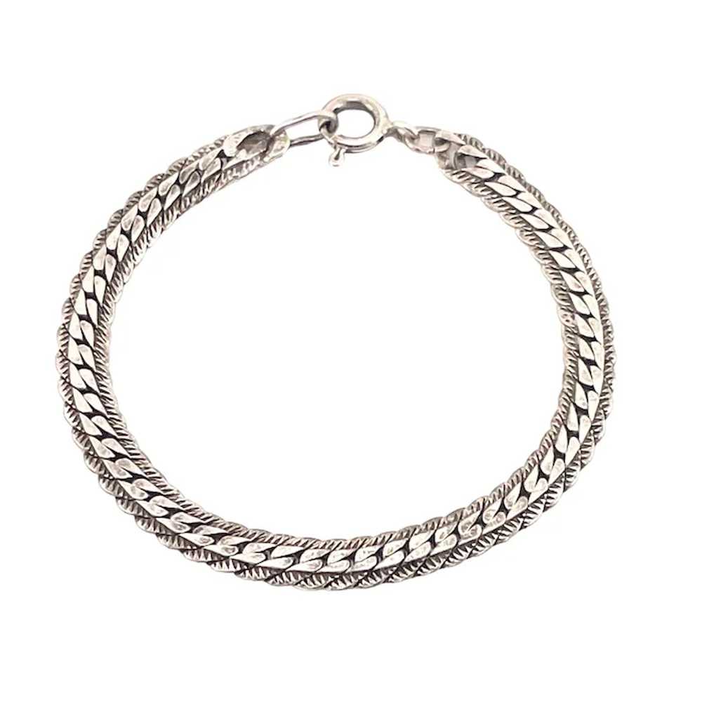 Sterling Silver Link Bracelet with Rope-like Deta… - image 2