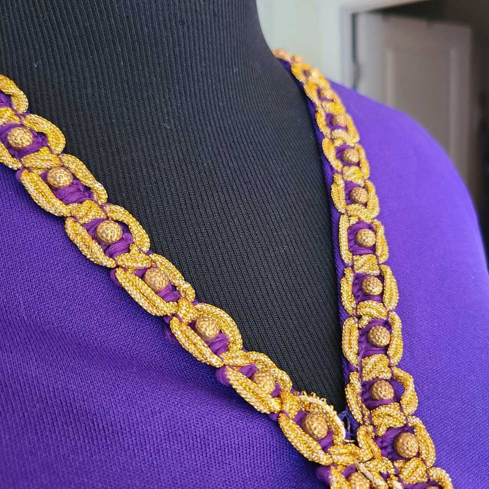 Vintage 1960s 1970s royal purple gold braid maxi … - image 3