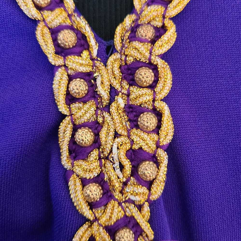 Vintage 1960s 1970s royal purple gold braid maxi … - image 4