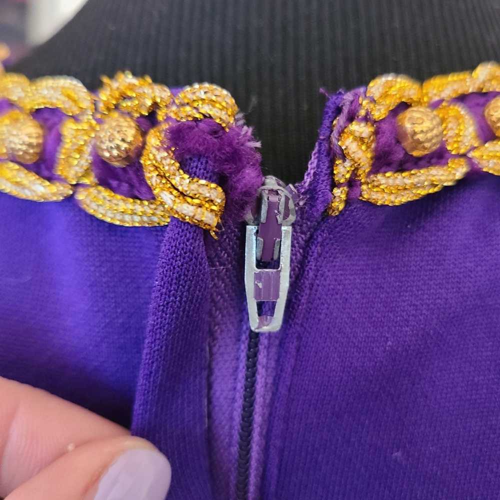 Vintage 1960s 1970s royal purple gold braid maxi … - image 5