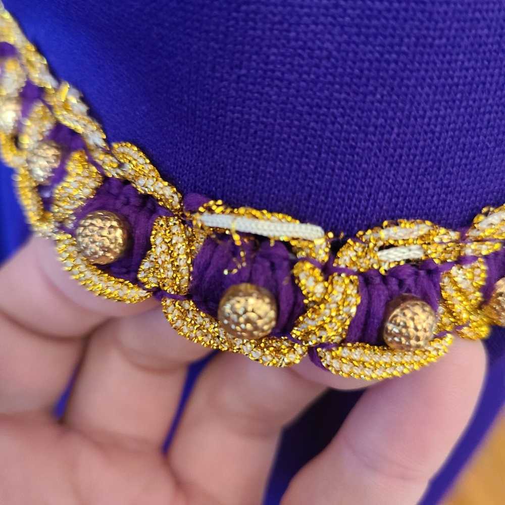 Vintage 1960s 1970s royal purple gold braid maxi … - image 6