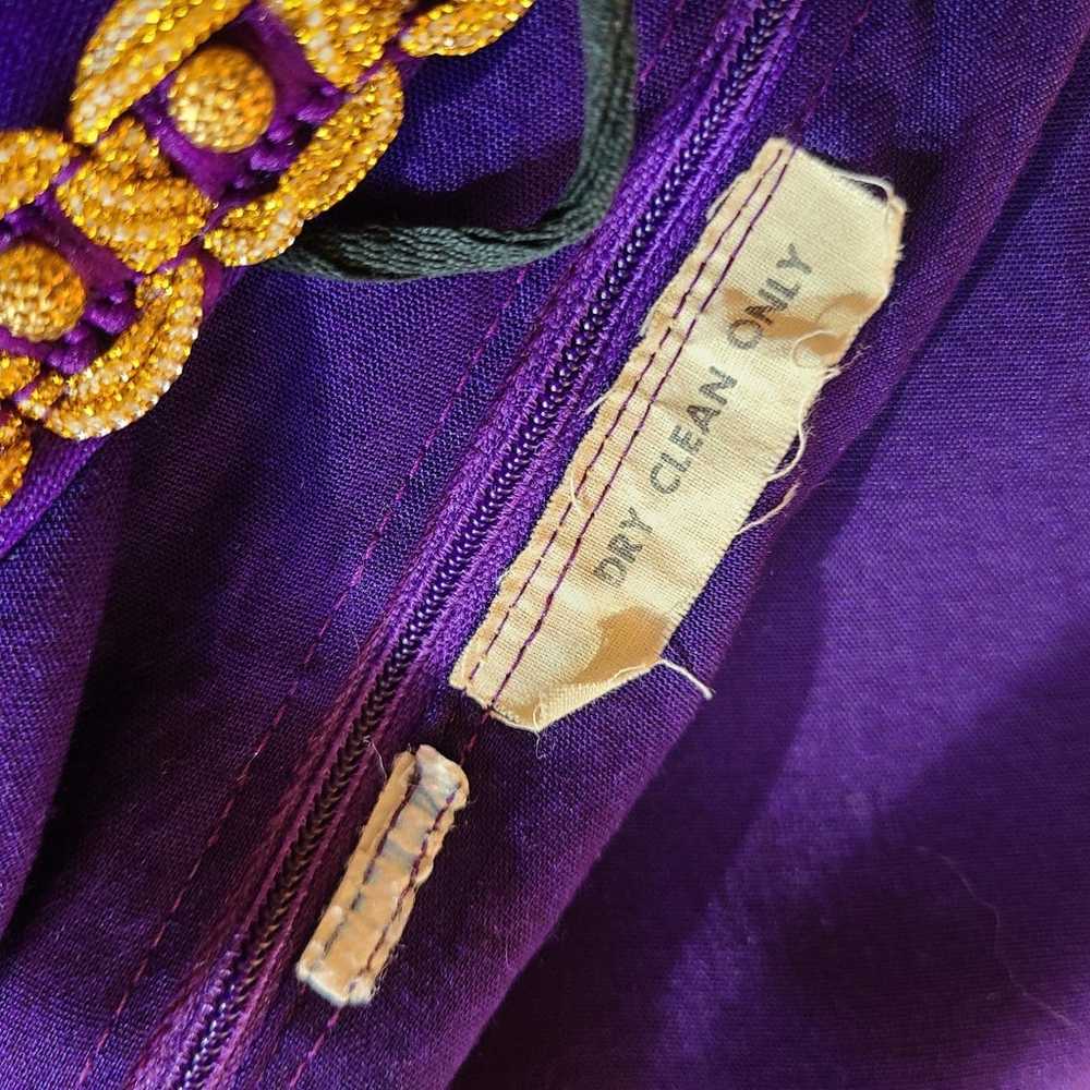 Vintage 1960s 1970s royal purple gold braid maxi … - image 9