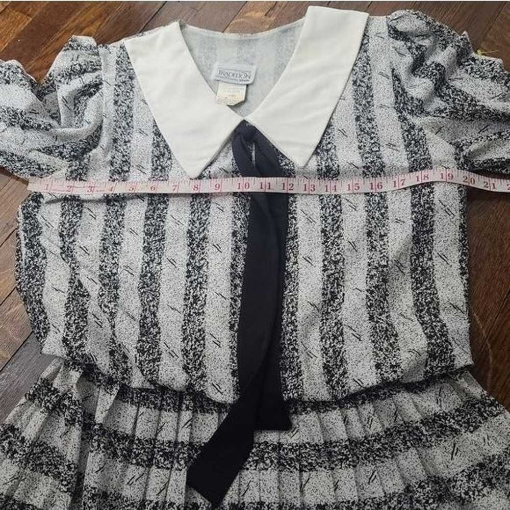 Vintage 70s 80s Black Abstract Sailor Collar Dress - image 9