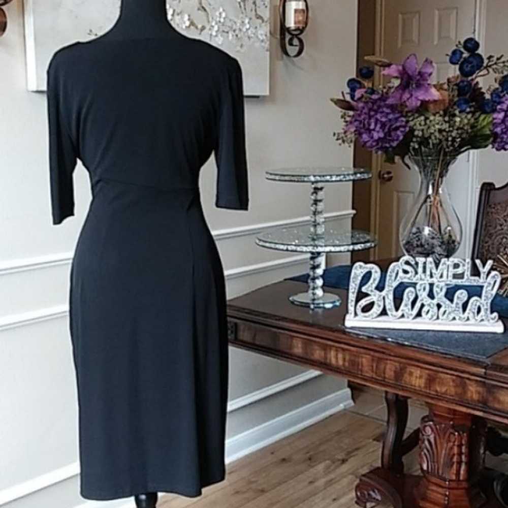 Black Embellished Faux Wrap Cocktail Dress. Size 8 - image 11