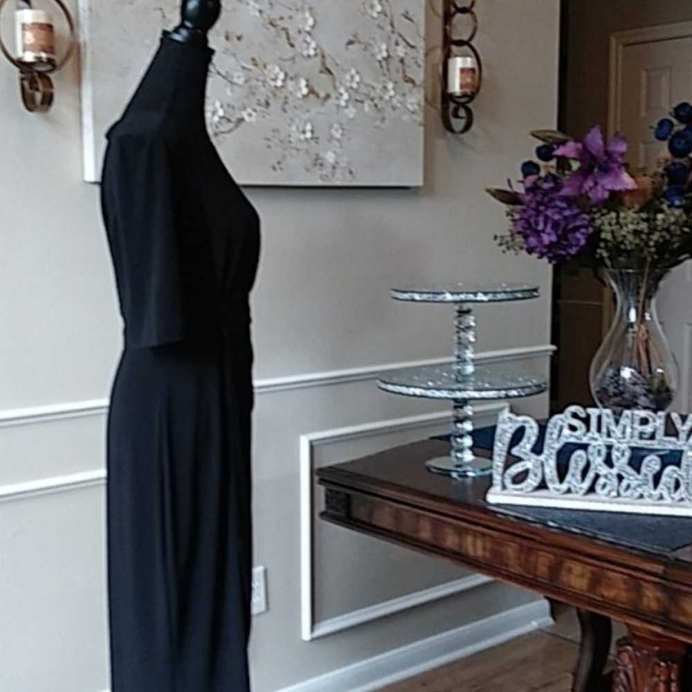 Black Embellished Faux Wrap Cocktail Dress. Size 8 - image 7