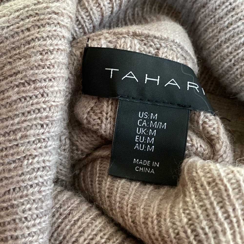 Tahari tan wool alpaca blend cable turtleneck max… - image 6