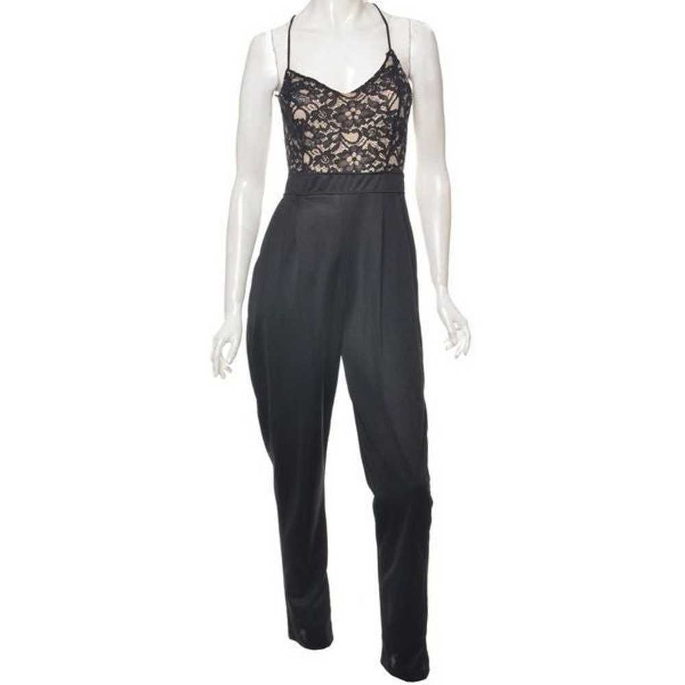 Black formal Backless jumpsuit, floral lace top, … - image 2