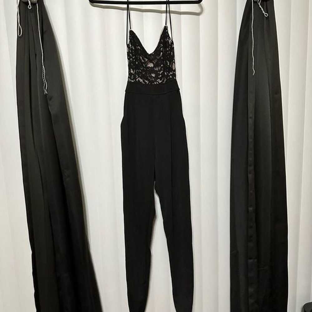 Black formal Backless jumpsuit, floral lace top, … - image 5