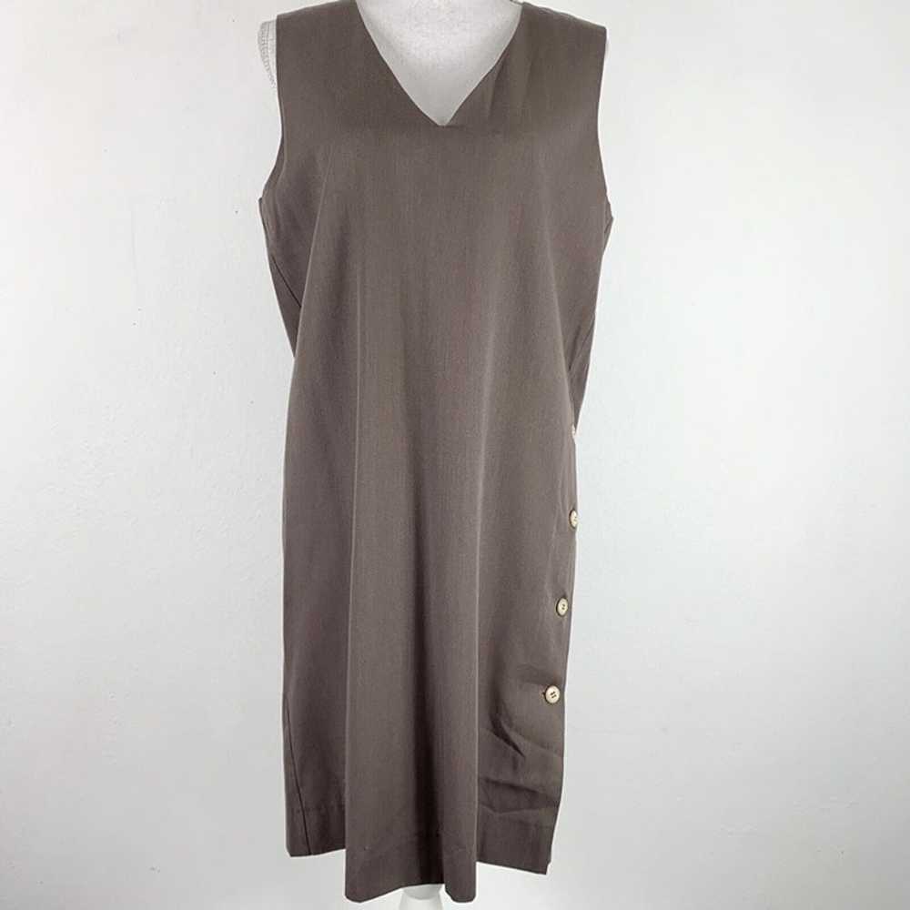 Vintage Dress Handmade Button Side V Neck Knee Le… - image 2