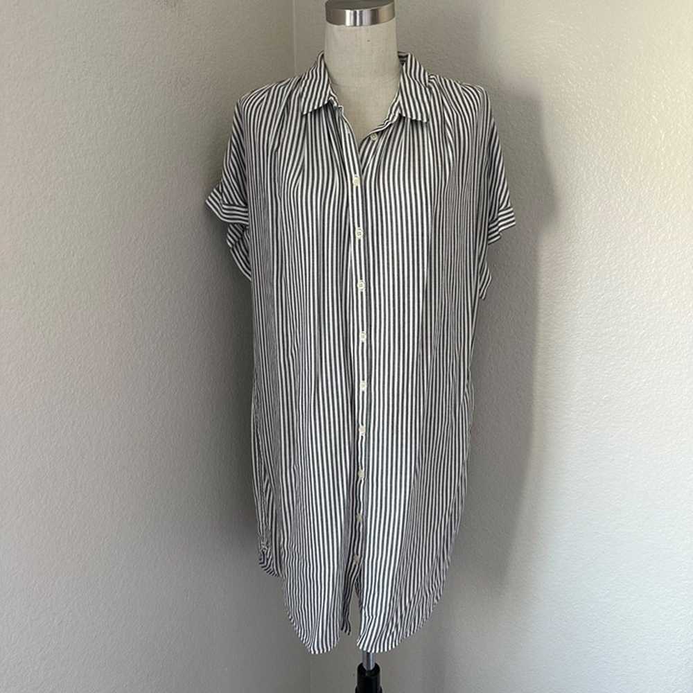 Madewell Central Shirtdress Striped White Grey Sz… - image 3