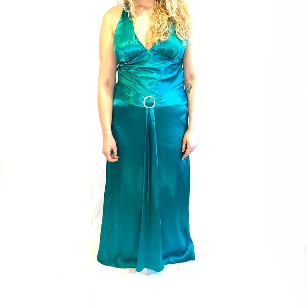 Dave & John Emerald Green Sash Prom Dres - image 2