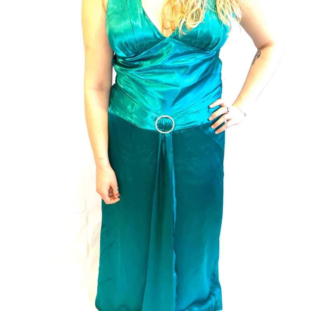 Dave & John Emerald Green Sash Prom Dres - image 3