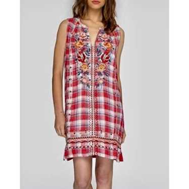 Johnny Was Workshop Nadia Embroidered Tank Plaid … - image 1