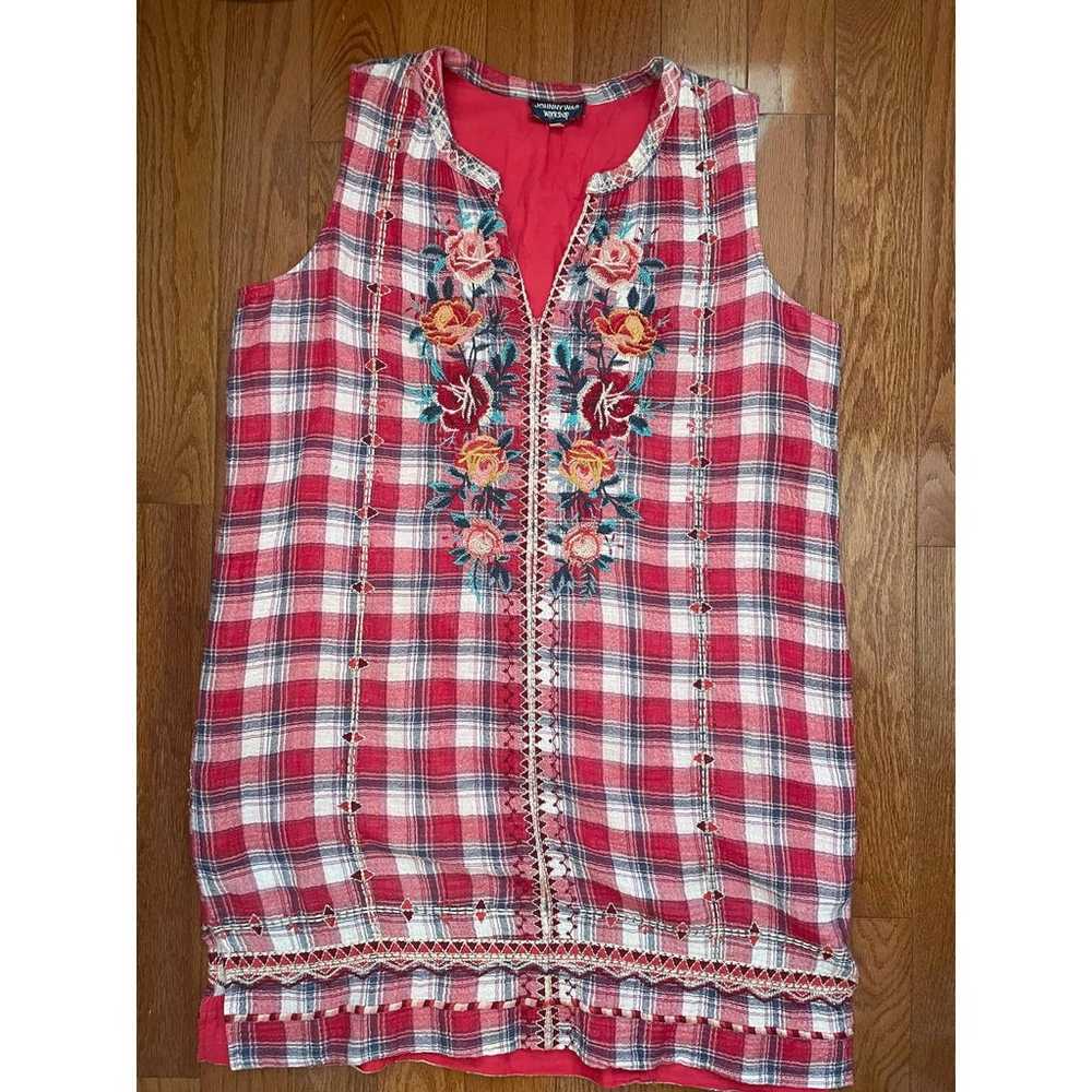 Johnny Was Workshop Nadia Embroidered Tank Plaid … - image 2