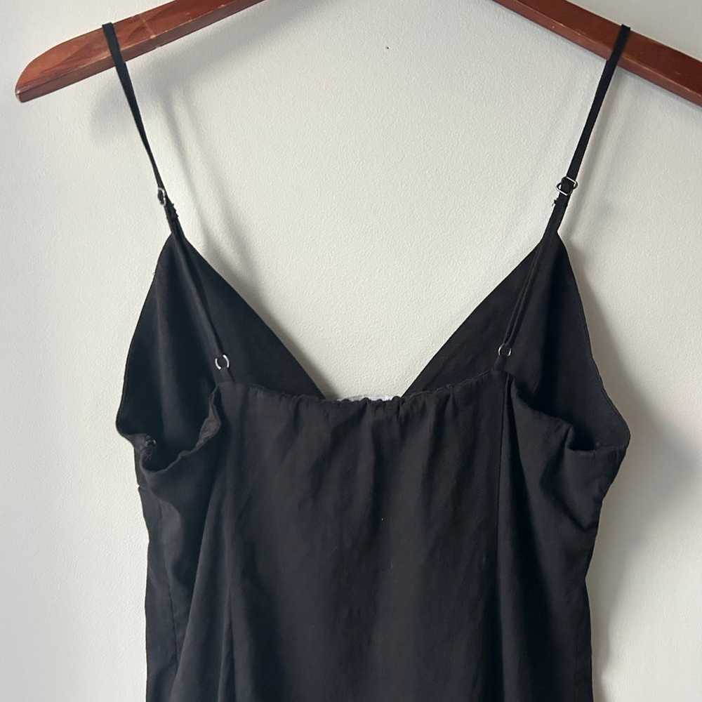 Zara Cut-Out Linen Blend Black Midi Dress Sz L - image 4