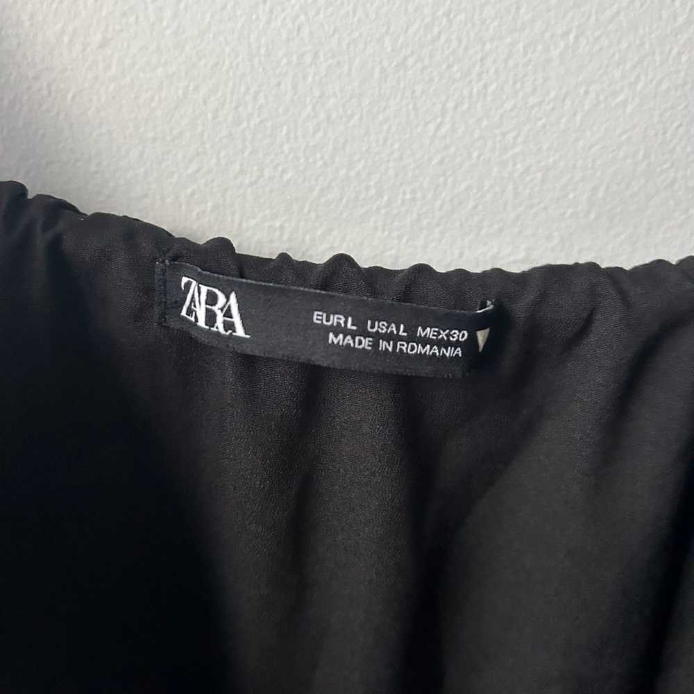 Zara Cut-Out Linen Blend Black Midi Dress Sz L - image 8